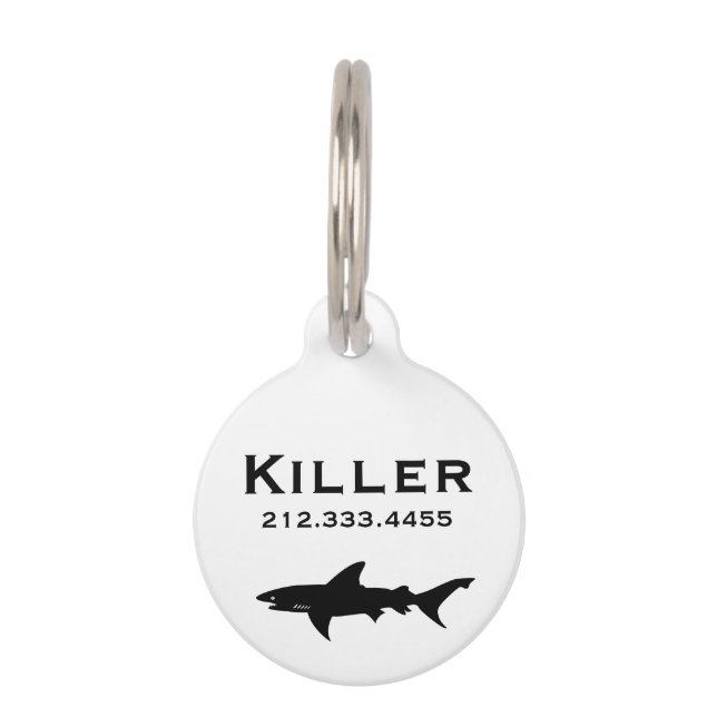 Shark Drawing Pet Name Tag (Back)