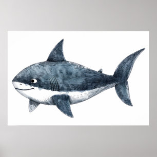 Shark drawing  Small Poster