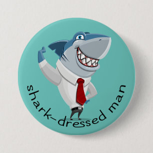 Shark-Dressed Man Cool Button
