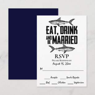 Shark Eat Drink and be Married Wedding RSVP Card