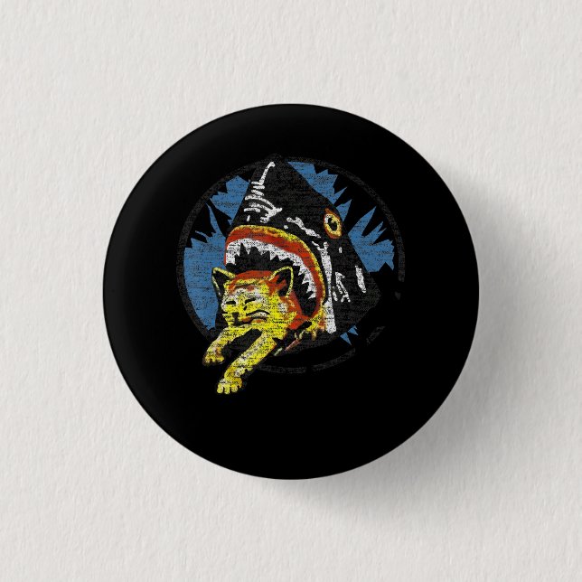 Shark Eating A Cat Funny Shark Gifts Button (Front)