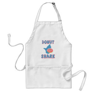 Shark eating a donut adult apron