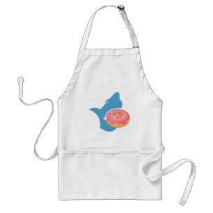 Shark eating a donut adult apron