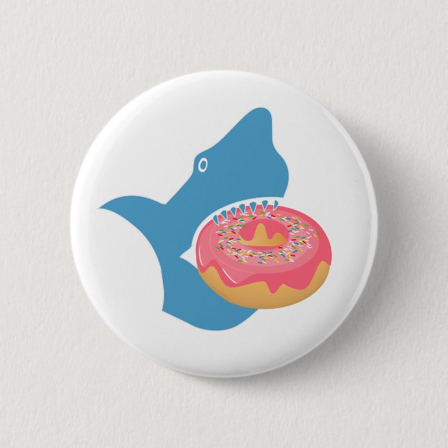 Shark eating a donut button (Front)