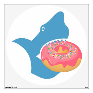 Shark eating a donut wall decal