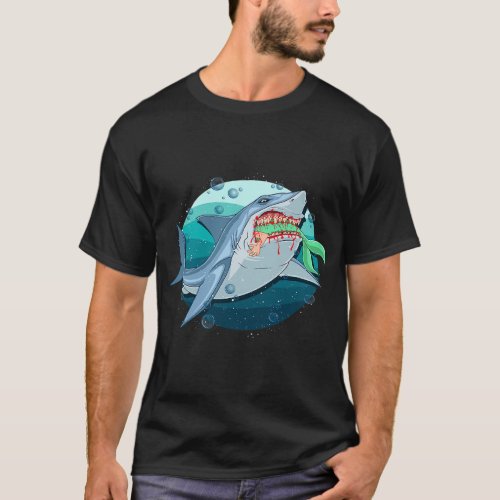 Shark Eating Mermaid Funny Mythical Creature Lover T_Shirt