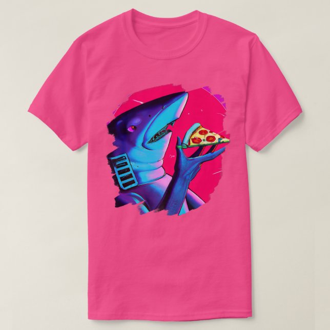 Shark Eating Pizza Funny Cool Pizza Sharks T-Shirt (Design Front)