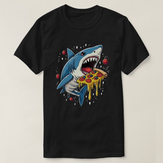 Shark Eating Pizza Funny Pizza Lover  T-Shirt (Design Front)