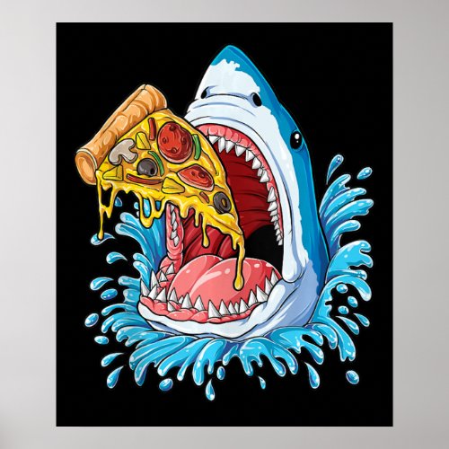 Shark Eating Pizza Jawsome Men Food Lovers Summer Poster
