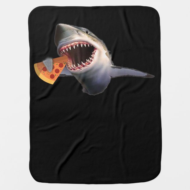 Shark Eating Pizza Shark Lovers Funny Gifts Baby Blanket (Front)