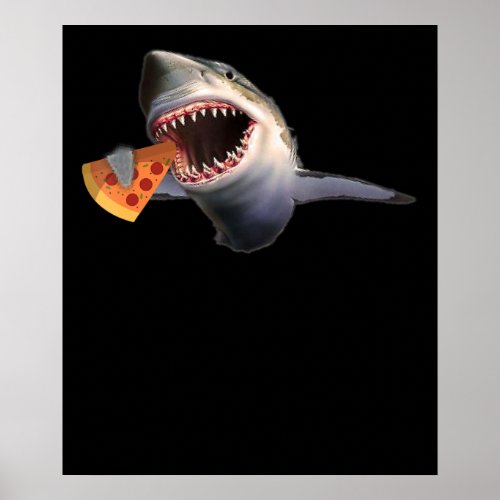 Shark Eating Pizza   Shark Lovers Funny Kids Gift Poster
