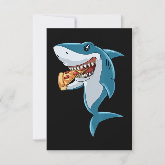Shark Eating Pizza Shark Lovers Pizza Lovers RSVP Card (Front)