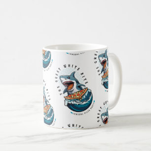 Shark Eating Pizza   The Great White Bite Jawsome  Coffee Mug