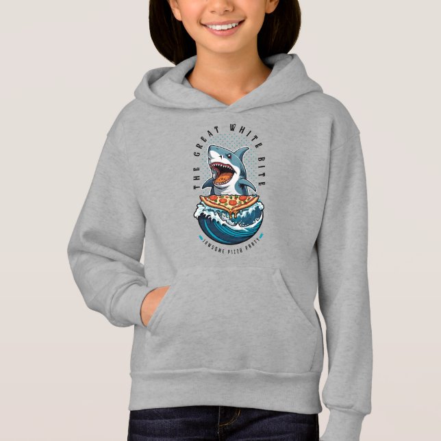 Shark Eating Pizza | The Great White Bite Jawsome  Hoodie (Front)
