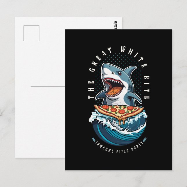 Shark Eating Pizza | The Great White Bite Jawsome  Postcard (Front/Back)