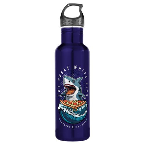 Shark Eating Pizza  The Great White Bite Jawsome  Stainless Steel Water Bottle