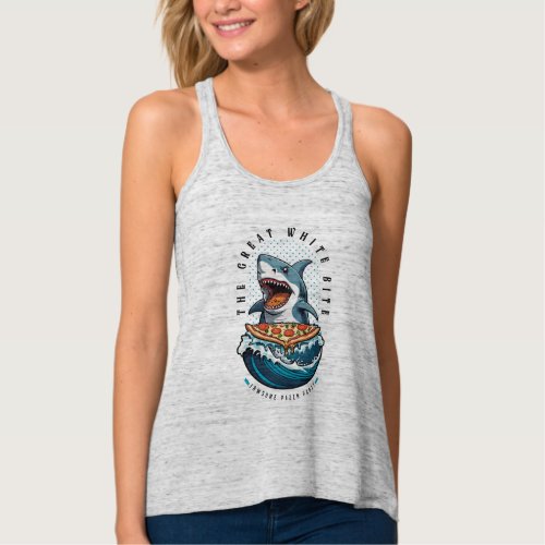 Shark Eating Pizza  The Great White Bite Jawsome  Tank Top