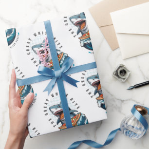 Shark Eating Pizza The Great White Bite Jawsome Wrapping Paper