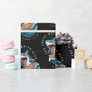 Shark Eating Pizza   The Great White Bite Jawsome  Wrapping Paper