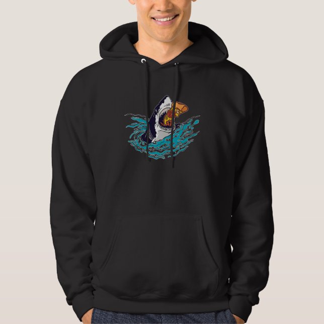 Shark Eats Pizza Italian Food Hoodie (Front)