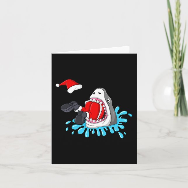 Shark Eats Santa Claus Christmas Boys Girls Kids X Card (Front)