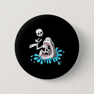 Shark Eats Skeleton Fun Halloween Boys Girls Kids  Button