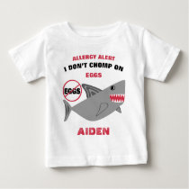 Shark Egg Allergy Alert Personalized Baby T-Shirt