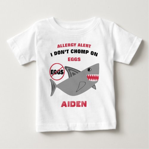 Shark Egg Allergy Alert Personalized Baby T_Shirt