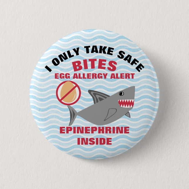 Shark Egg Allergy Alert Warning Epinephrine Button (Front)