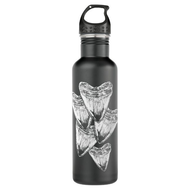 Shark enthusiasts Megalodon fossil tooth Stainless Steel Water Bottle (Front)