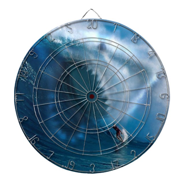 Shark face surfer ocean blue sky dart board (Front)