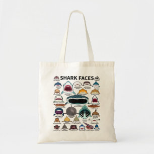 Shark Faces - Type of Shark - Shark Faces of All K Tote Bag