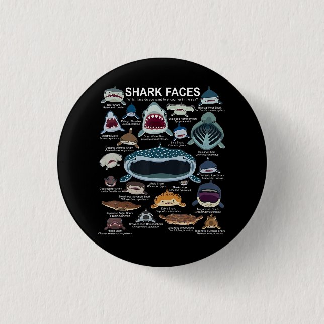 Shark Faces Which Face Do You Want To Encounter Button (Front)