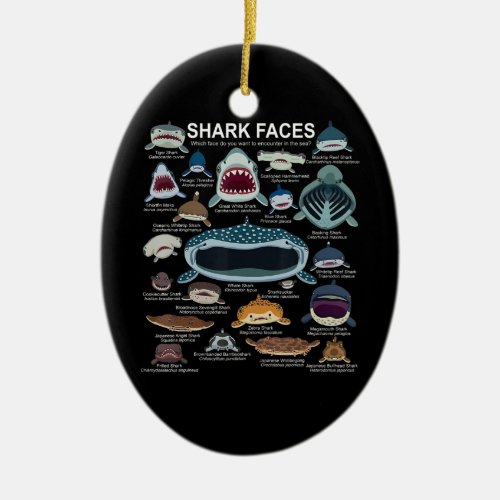 Shark Faces Which Face Do You Want To Encounter Ceramic Ornament