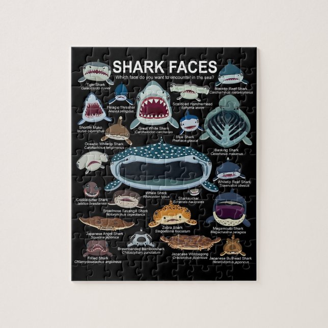 Shark Faces Which Face Do You Want To Encounter Jigsaw Puzzle (Vertical)