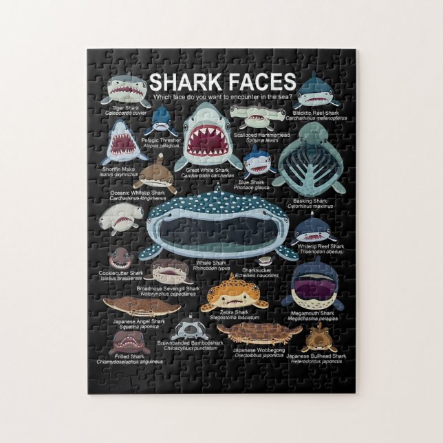 Shark Faces Which Face Do You Want To Encounter Jigsaw Puzzle (Vertical)