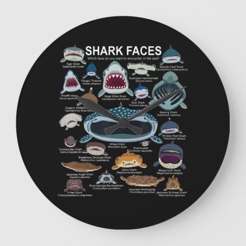 Shark Faces Which Face Do You Want To Encounter Large Clock