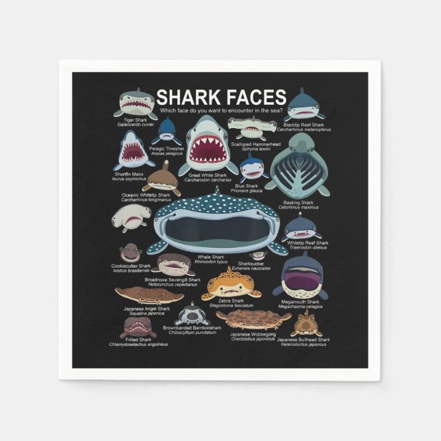 Shark Faces Which Face Do You Want To Encounter Napkins (Front)