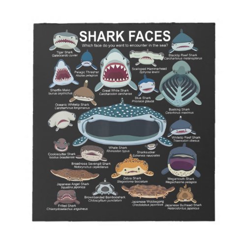 Shark Faces Which Face Do You Want To Encounter Notepad