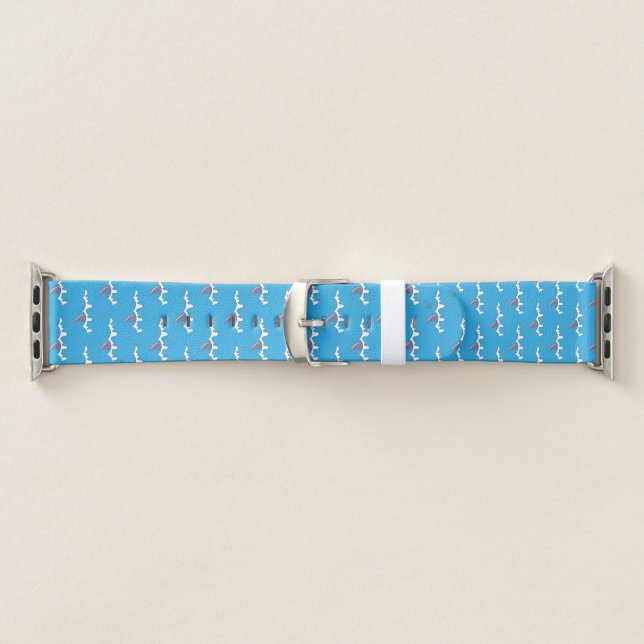 Shark Fin Doodle Pattern Blue Apple watch Band (Band)