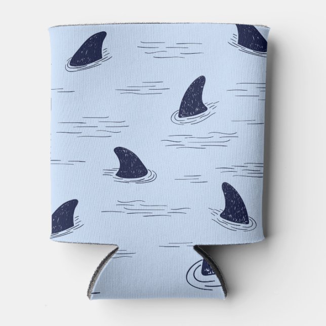 Shark Fin Ocean Pattern Can Cooler (Front)