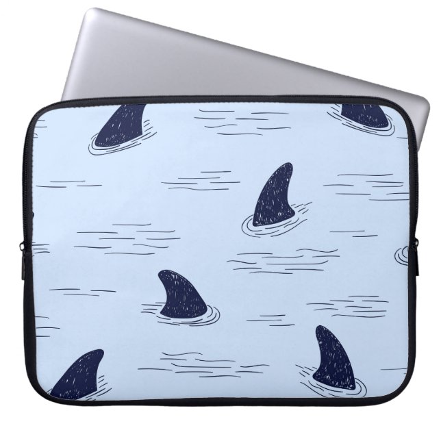 Shark Fin Ocean Pattern Laptop Sleeve (Front)