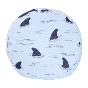 Shark Fin Ocean Pattern Pouf