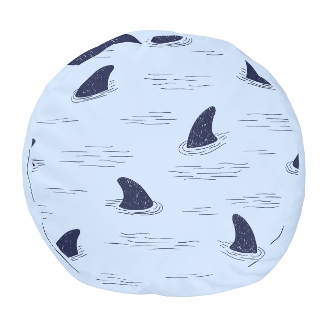 Shark Fin Ocean Pattern Pouf (Bottom)