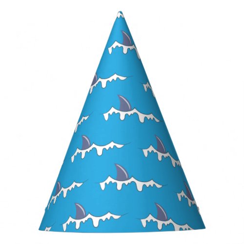 Shark fin pattern kid birthday blue party hat