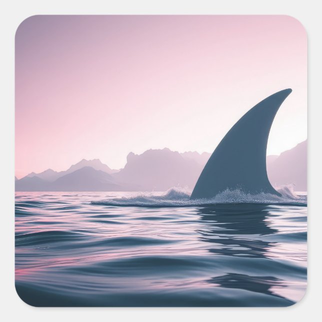 Shark Fin Power Square Sticker (Front)
