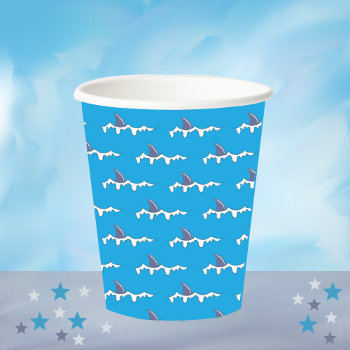 Shark Fins Doodle Blue Paper Cups by ArianeC at Zazzle