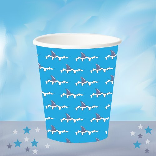 Shark Fins Doodle Blue Paper Cups