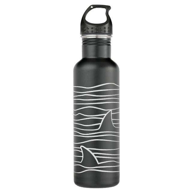 Shark Fins Ocean Marine Biologist  Stainless Steel Water Bottle (Front)