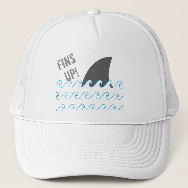 Shark Fins Up Waves Funny Hat (Front)